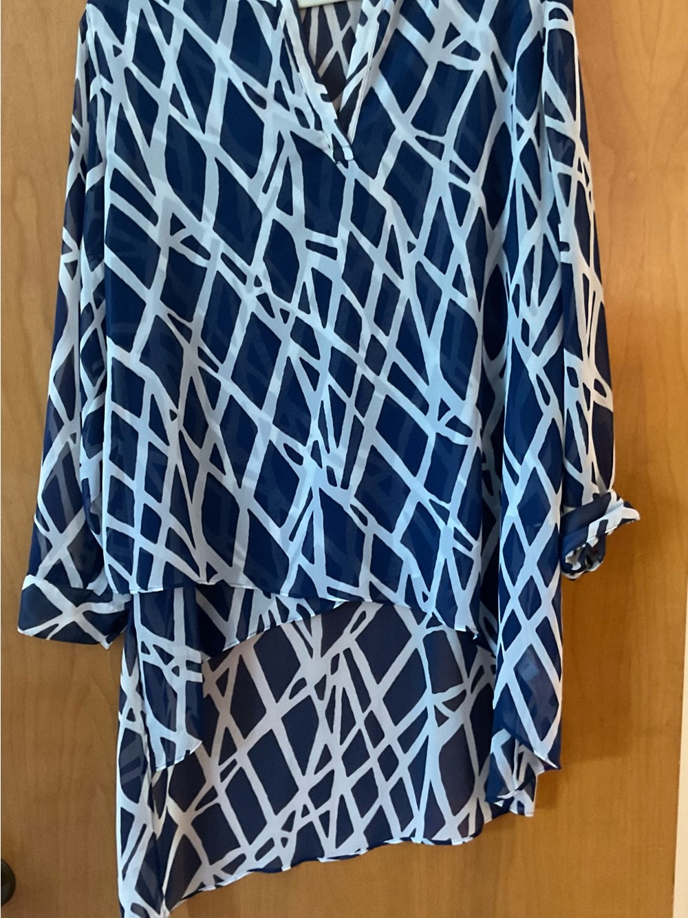 Chico’s Sheer Navy & WHITE Sz 3. L/ XL EUC